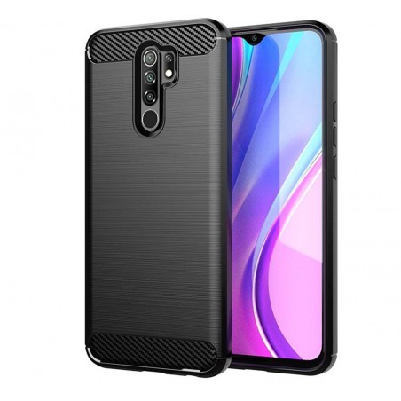 Funda Gel Tpu Tipo Carbon Negra para Xiaomi Redmi 9