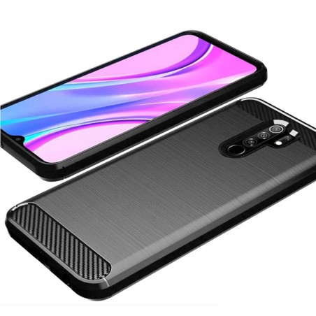 Funda Gel Tpu Tipo Carbon Negra para Xiaomi Redmi 9