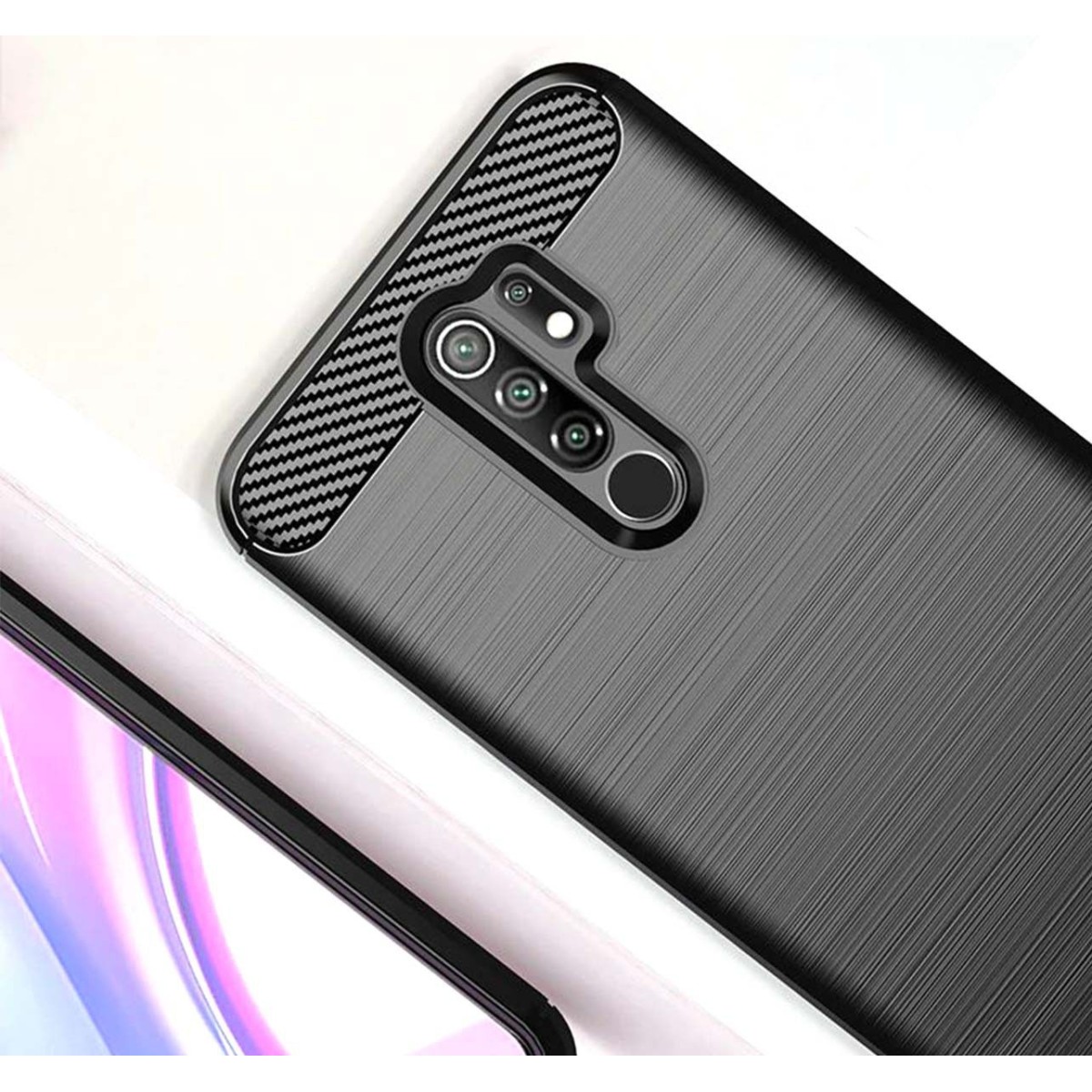 Funda Gel Tpu Tipo Carbon Negra para Xiaomi Redmi 9