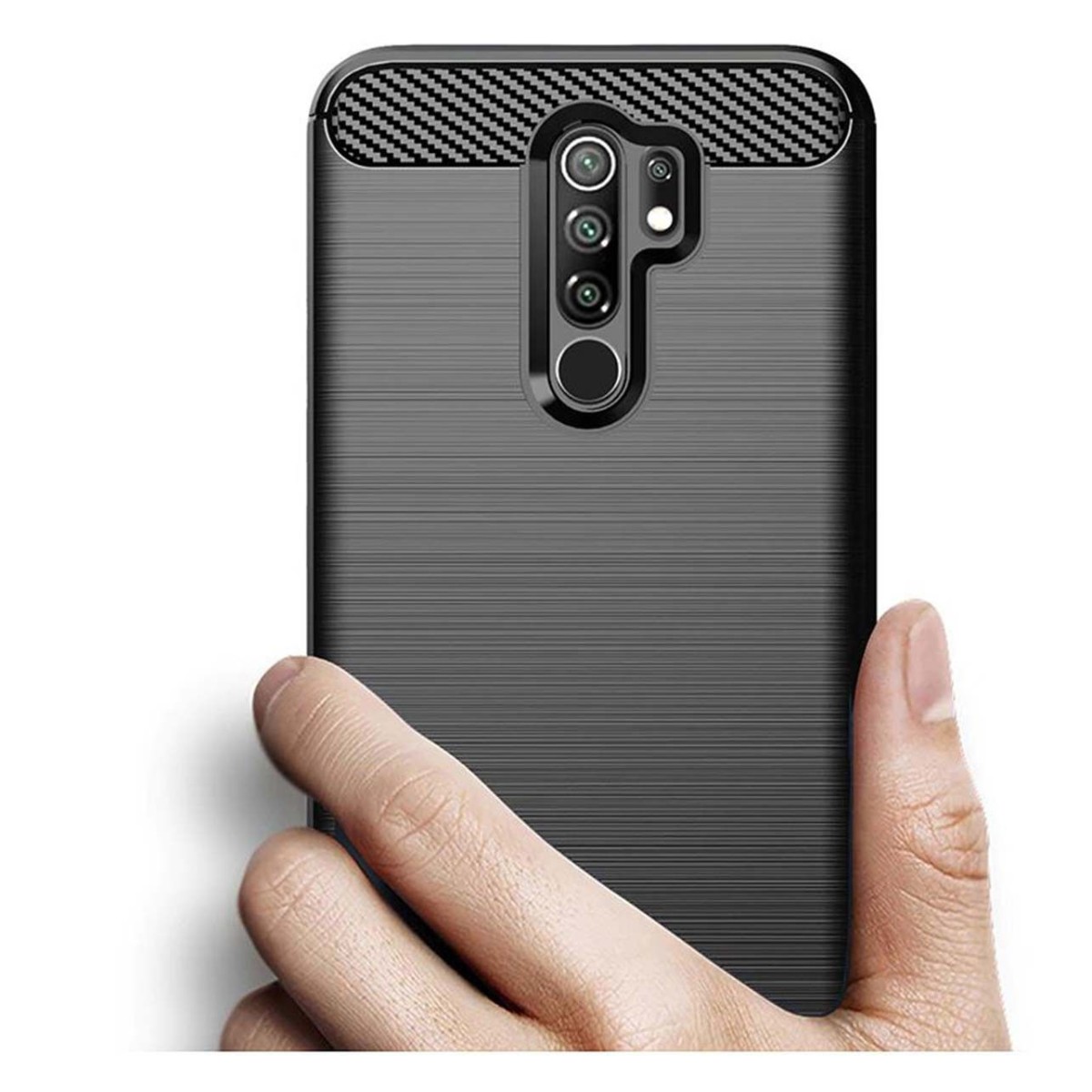 Funda Gel Tpu Tipo Carbon Negra para Xiaomi Redmi 9