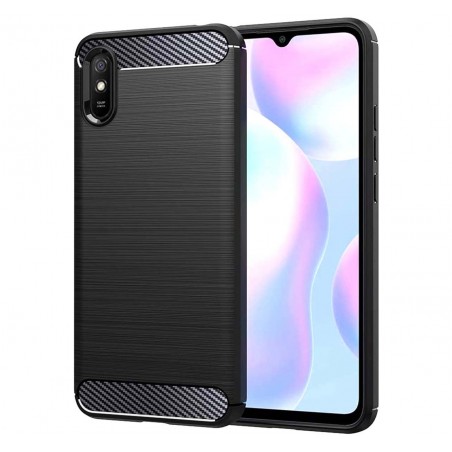 Funda Gel Tpu Tipo Carbon Negra para Xiaomi Redmi 9A / 9AT
