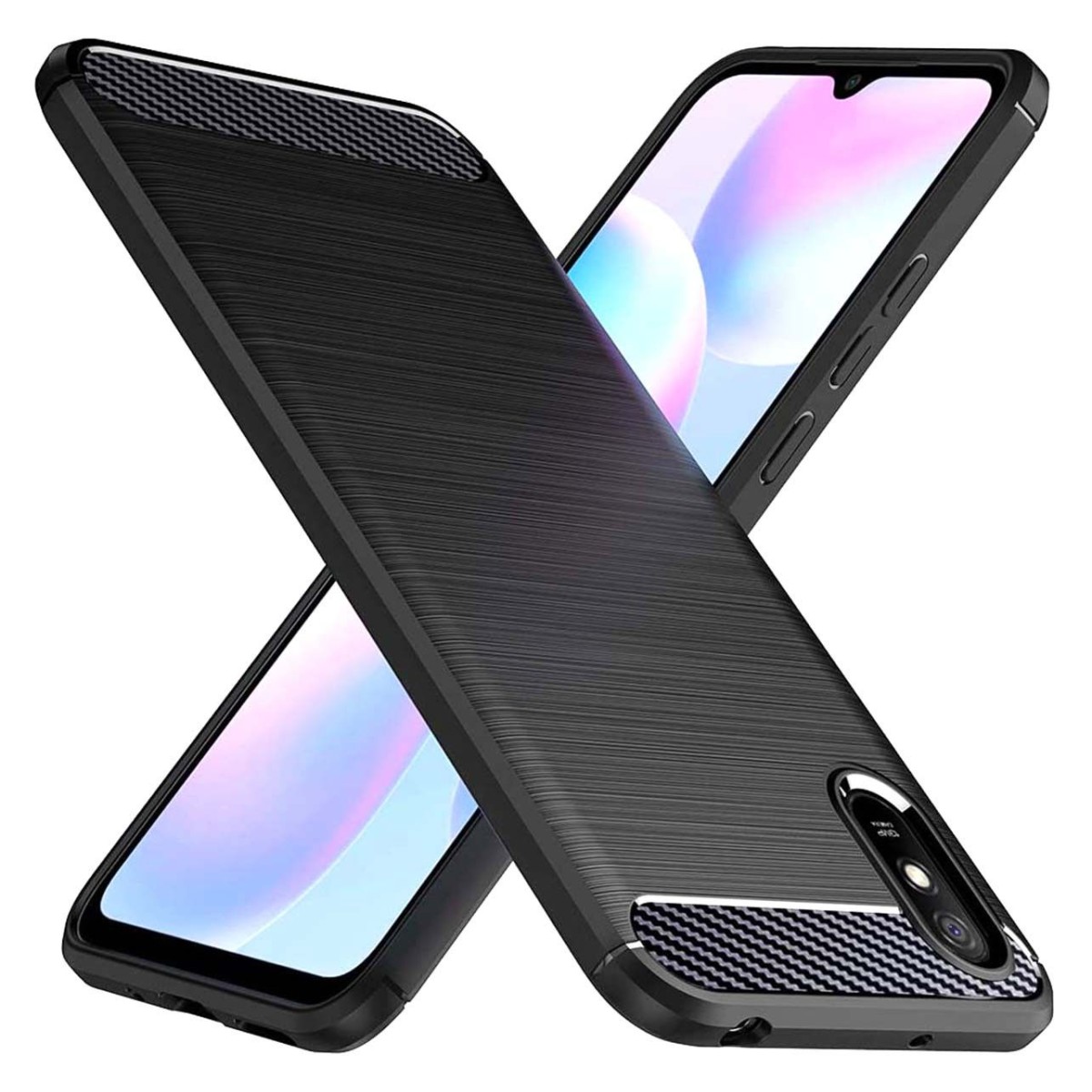 Funda Gel Tpu Tipo Carbon Negra para Xiaomi Redmi 9A / 9AT