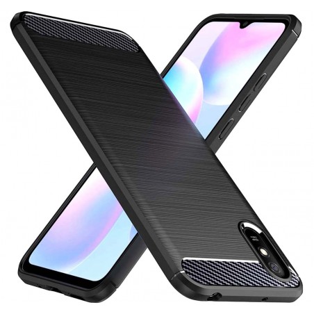 Funda Gel Tpu Tipo Carbon Negra para Xiaomi Redmi 9A / 9AT