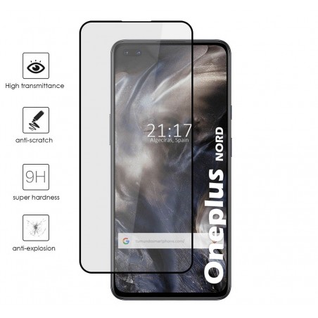 Protector Cristal Templado Completo 5D Full Glue Negro para OnePlus Nord Vidrio