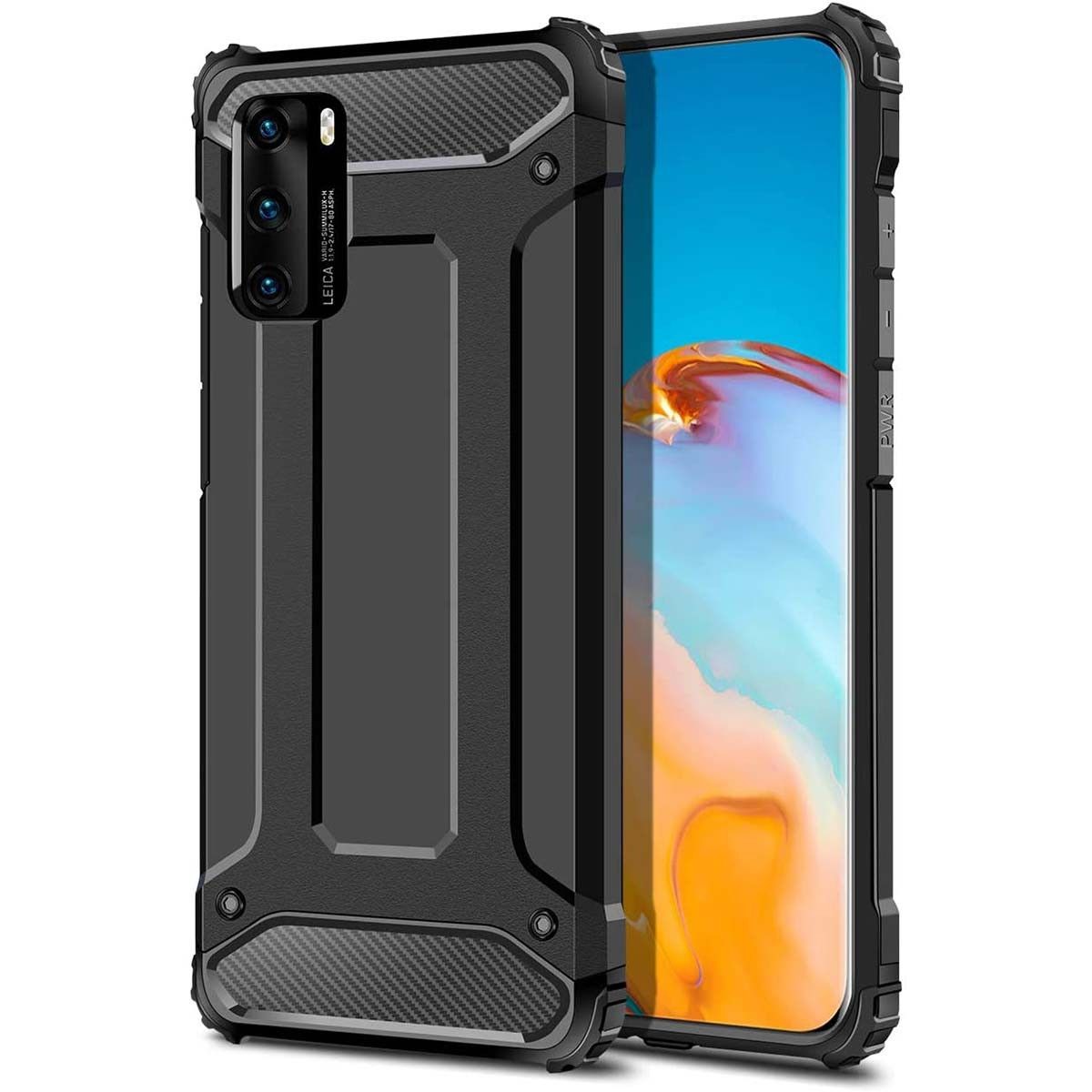 Funda Tipo Hybrid Tough Armor (Pc+Tpu) Negra para Huawei P40