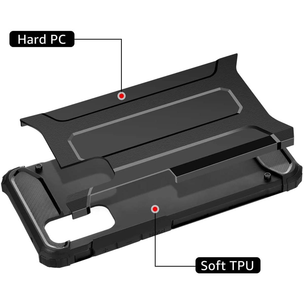 Funda Tipo Hybrid Tough Armor (Pc+Tpu) Negra para Huawei P40 Pro