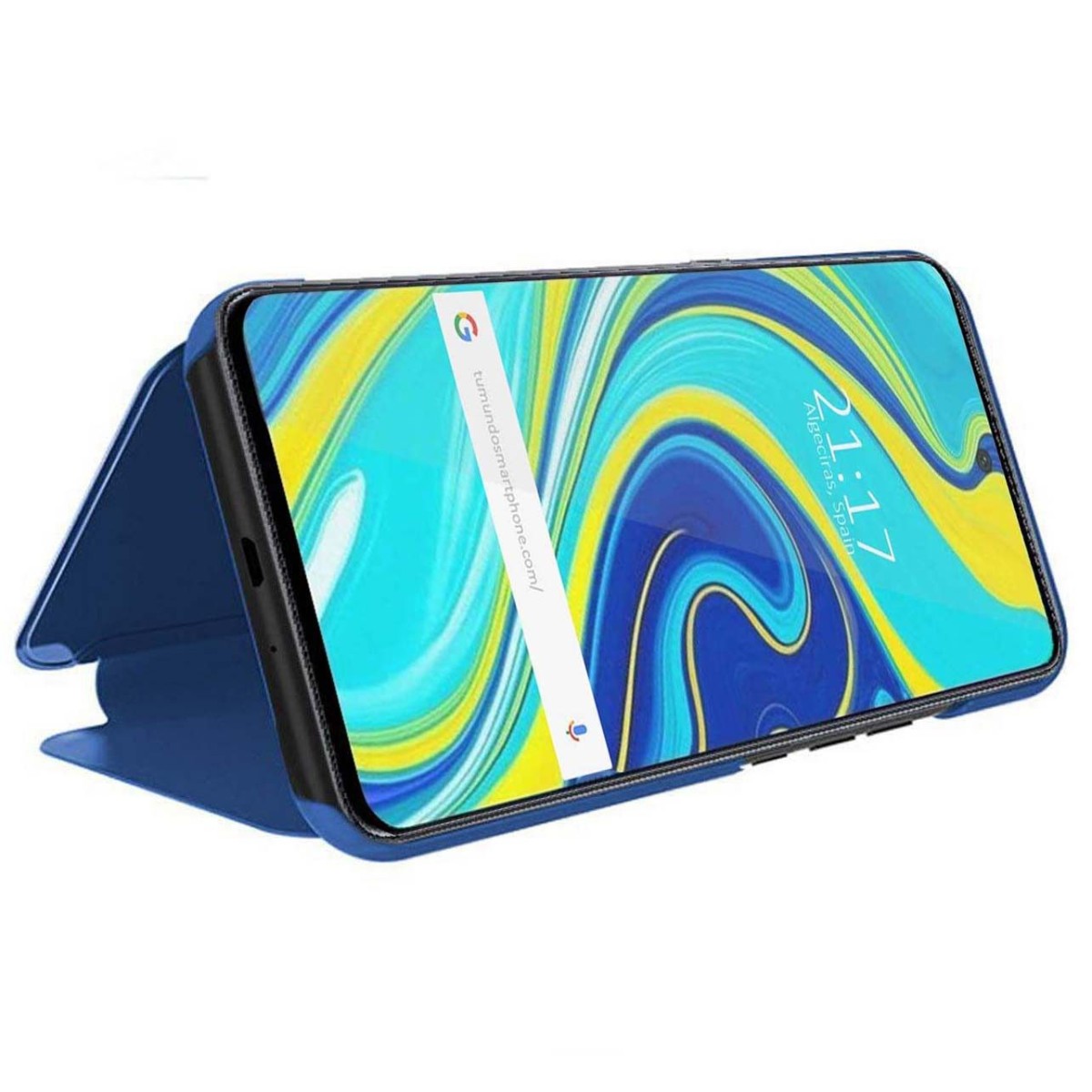 Funda Flip Cover Clear View para Xiaomi Redmi Note 9 color Azul