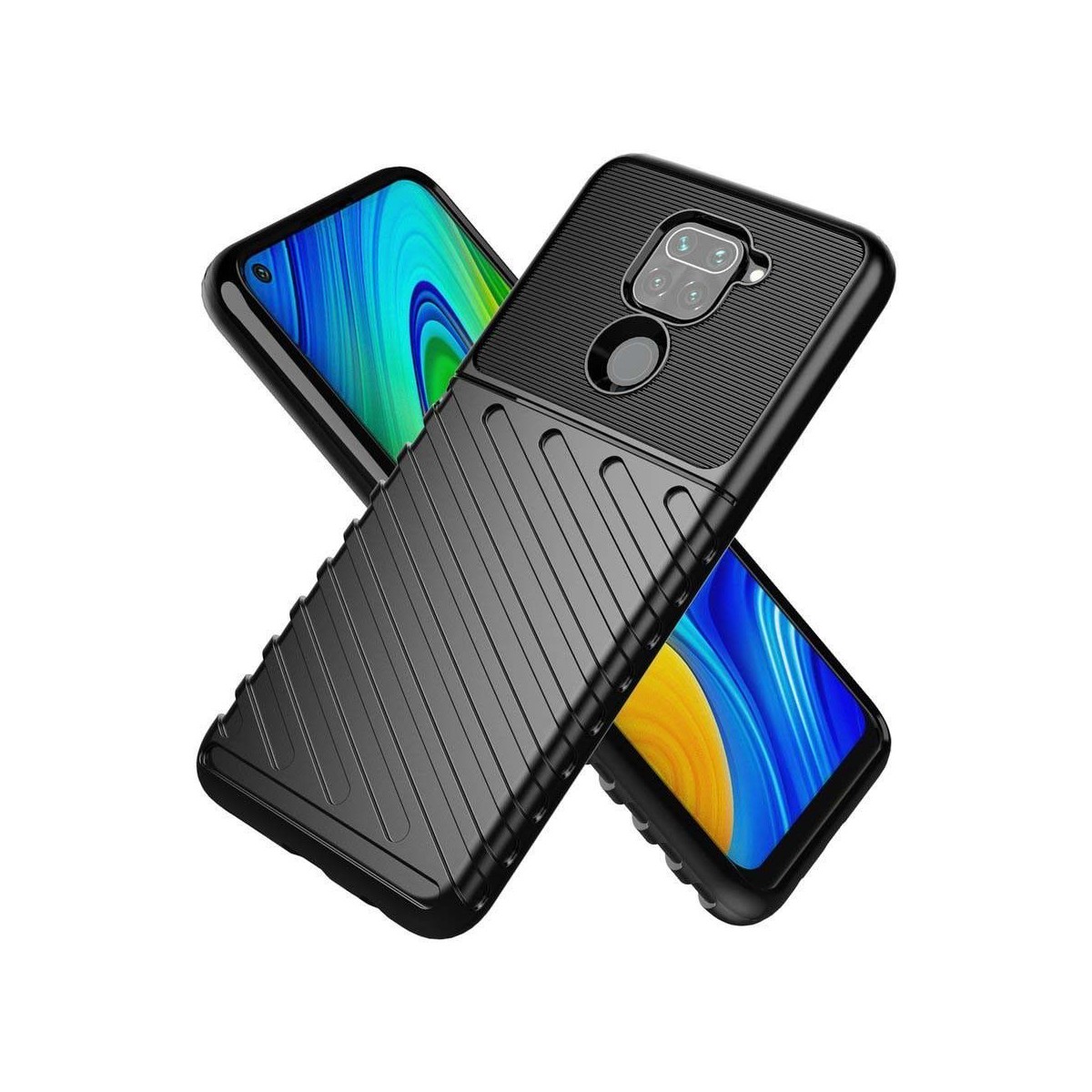 Funda Gel Flexible Thunder Armor Rugged Xiaomi Redmi Note 9 Negra