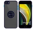 Funda Mate con Borde Azul y Anillo Giratorio 360 para Iphone SE 2020