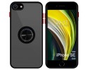Funda Mate con Borde Negro y Anillo Giratorio 360 para Iphone SE 2020