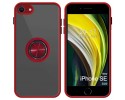 Funda Mate con Borde Rojo y Anillo Giratorio 360 para Iphone SE 2020