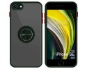 Funda Mate con Borde Verde y Anillo Giratorio 360 para Iphone SE 2020