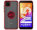 Funda Mate con Borde Rojo y Anillo Giratorio 360 para Huawei Y5p
