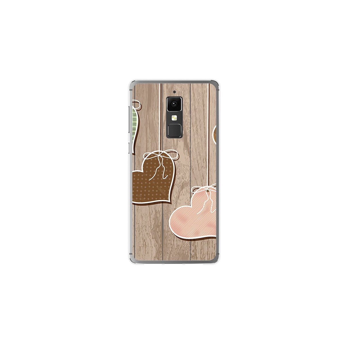 Funda Gel Tpu para Elephone S3 Diseño Corazones Madera Dibujos