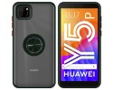 Funda Mate con Borde Verde y Anillo Giratorio 360 para Huawei Y5p