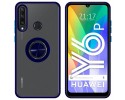 Funda Mate con Borde Azul y Anillo Giratorio 360 para Huawei Y6p