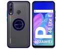 Funda Mate con Borde Azul y Anillo Giratorio 360 para Huawei P40 Lite E