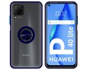 Funda Mate con Borde Azul y Anillo Giratorio 360 para Huawei P40 Lite
