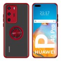 Funda Mate con Borde Rojo y Anillo Giratorio 360 para Huawei P40 Pro