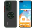 Funda Mate con Borde Verde y Anillo Giratorio 360 para Huawei P40 Pro