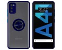 Funda Mate con Borde Azul y Anillo Giratorio 360 para Samsung Galaxy A41