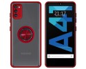 Funda Mate con Borde Rojo y Anillo Giratorio 360 para Samsung Galaxy A41