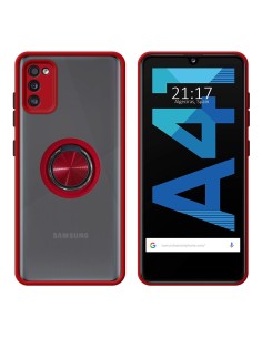 Funda Mate con Borde Rojo y Anillo Giratorio 360 para Samsung Galaxy A41