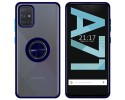 Funda Mate con Borde Azul y Anillo Giratorio 360 para Samsung Galaxy A71