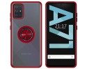 Funda Mate con Borde Rojo y Anillo Giratorio 360 para Samsung Galaxy A71