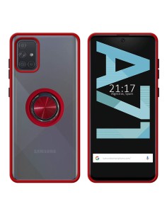 Funda Mate con Borde Rojo y Anillo Giratorio 360 para Samsung Galaxy A71