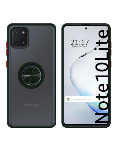 Funda Mate con Borde Verde y Anillo Giratorio 360 para Samsung Galaxy Note 10 Lite