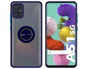 Funda Mate con Borde Azul y Anillo Giratorio 360 para Samsung Galaxy A51 5G