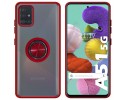 Funda Mate con Borde Rojo y Anillo Giratorio 360 para Samsung Galaxy A51 5G