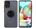Funda Mate con Borde Negro y Anillo Giratorio 360 para Samsung Galaxy A71 5G