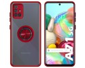 Funda Mate con Borde Rojo y Anillo Giratorio 360 para Samsung Galaxy A71 5G