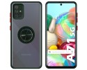 Funda Mate con Borde Verde y Anillo Giratorio 360 para Samsung Galaxy A71 5G