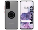 Funda Mate con Borde Negro y Anillo Giratorio 360 para Samsung Galaxy S20