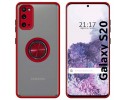 Funda Mate con Borde Rojo y Anillo Giratorio 360 para Samsung Galaxy S20