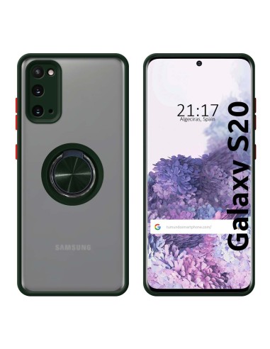 Funda Mate con Borde Verde y Anillo Giratorio 360 para Samsung Galaxy S20