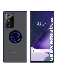 Funda Mate con Borde Azul y Anillo Giratorio 360 para Samsung Galaxy Note 20 Ultra