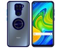 Funda Mate con Borde Azul y Anillo Giratorio 360 para Xiaomi Redmi Note 9