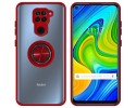 Funda Mate con Borde Rojo y Anillo Giratorio 360 para Xiaomi Redmi Note 9