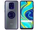 Funda Mate con Borde Azul y Anillo Giratorio 360 para Xiaomi Redmi Note 9s / Note 9 Pro