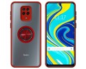 Funda Mate con Borde Rojo y Anillo Giratorio 360 para Xiaomi Redmi Note 9s / Note 9 Pro