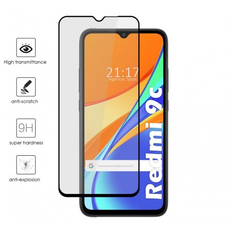 Protector Cristal Templado Completo 5D Full Glue Negro para Xiaomi Redmi 9C Vidrio
