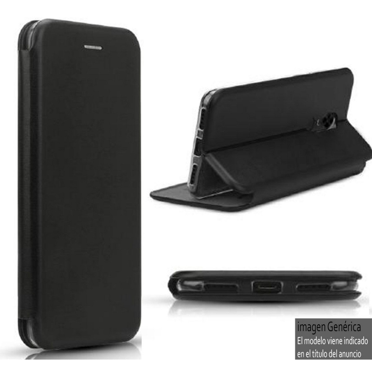 Funda Libro Soporte Magnética Elegance Negra para Huawei Y6p