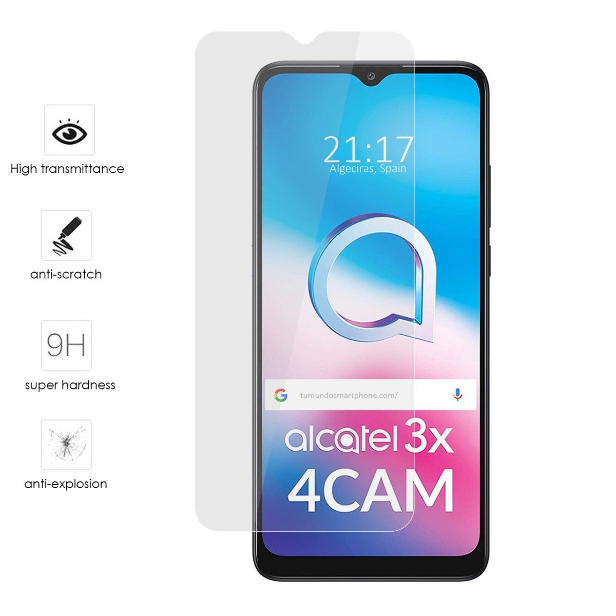 Protector Cristal Templado para Alcatel 3X 4CAM Vidrio