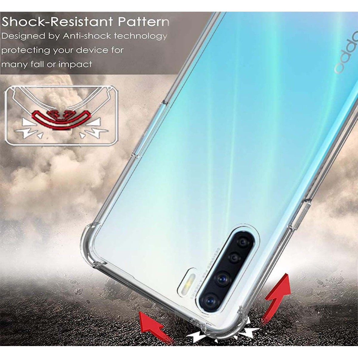 Funda Gel Tpu Anti-Shock Transparente para Oppo A91