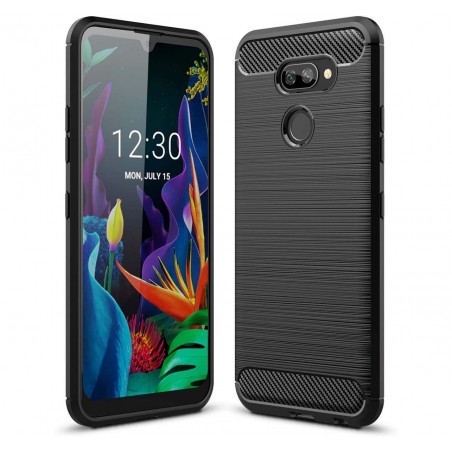 Funda Gel Tpu Tipo Carbon Negra para Lg K40s