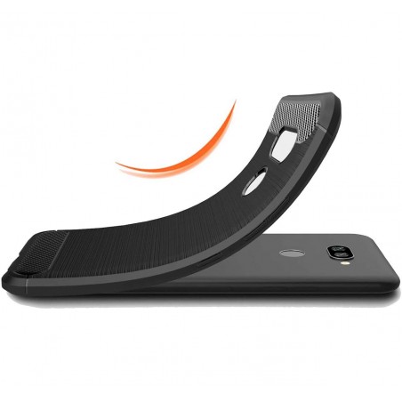 Funda Gel Tpu Tipo Carbon Negra para Lg K40s